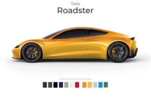 tesla roadster application personnalisation couleurs