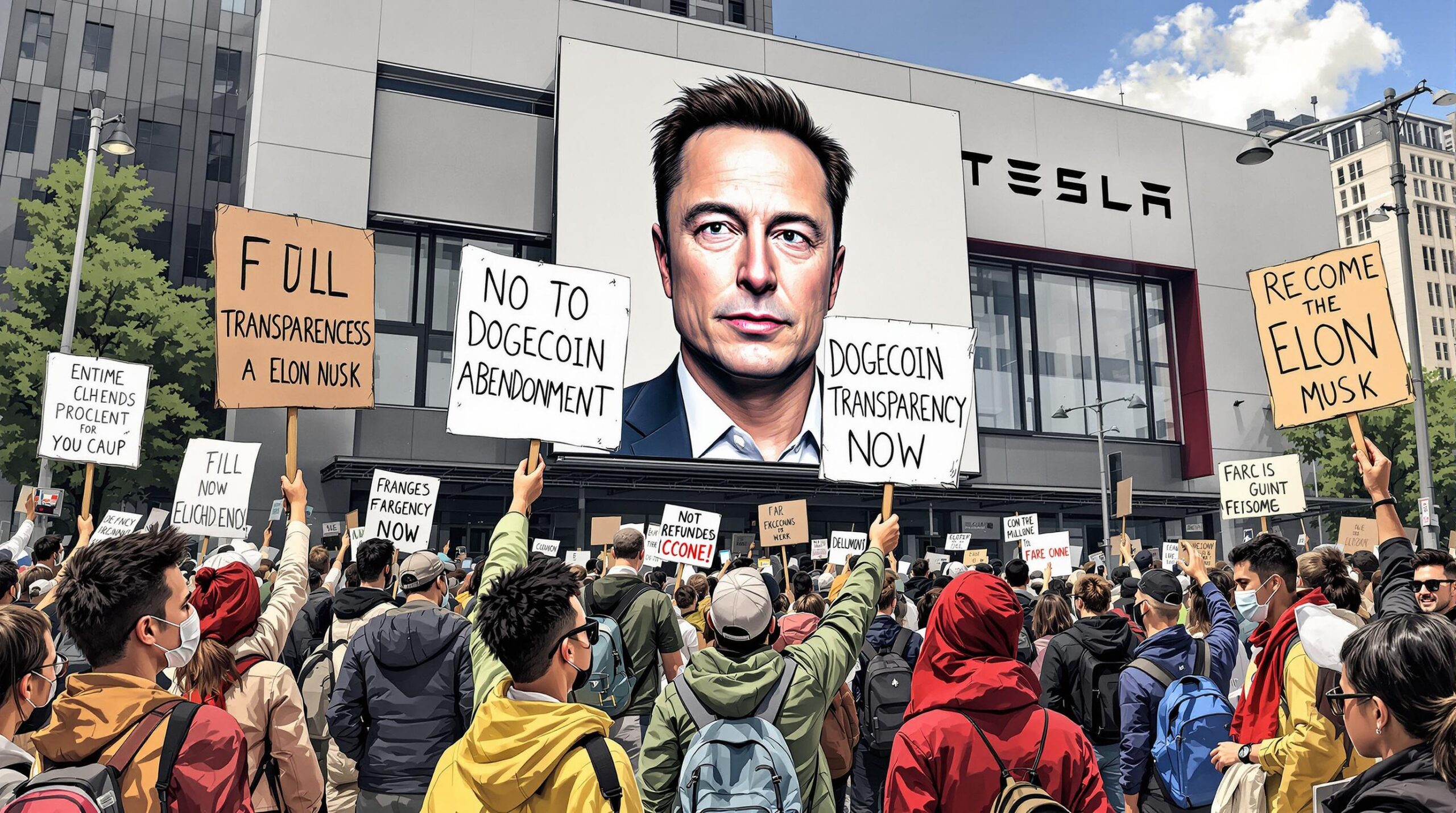 découvrez comment les manifestants de tesla continuent de faire pression sur elon musk, même après le retrait de doge, et analysez les implications de cette situation sur l'avenir de l'entreprise et de la cryptomonnaie.