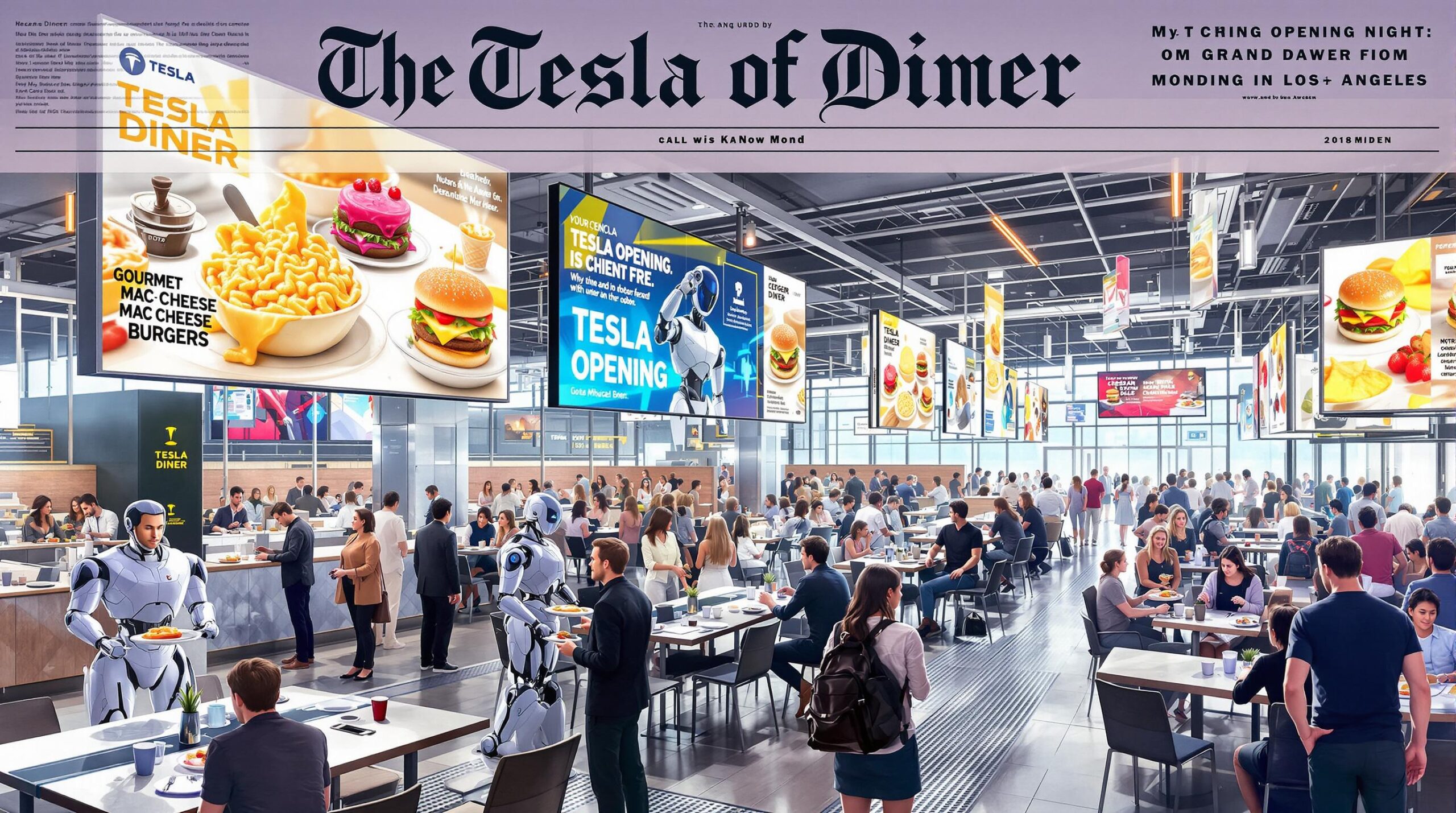 découvrez le diner tesla d'elon musk à los angeles, un lieu innovant alliant technologie et gastronomie. profitez de l'ambiance cinématographique avec des écrans géants, des serveurs robots et une sélection de plats réconfortants qui raviront vos papilles. une expérience unique à ne pas manquer!