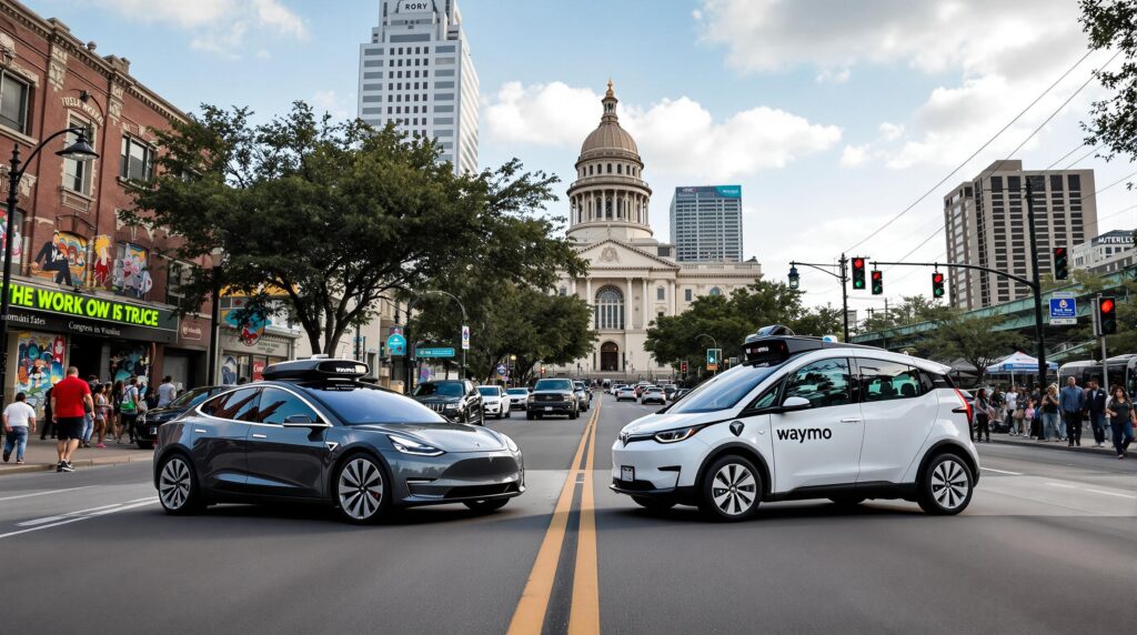 découvrez comment tesla et waymo se livrent une bataille technologique à austin avec leurs robotaxis autonomes. analyse des enjeux, innovations et impact sur la mobilité urbaine dans cette ville dynamique.