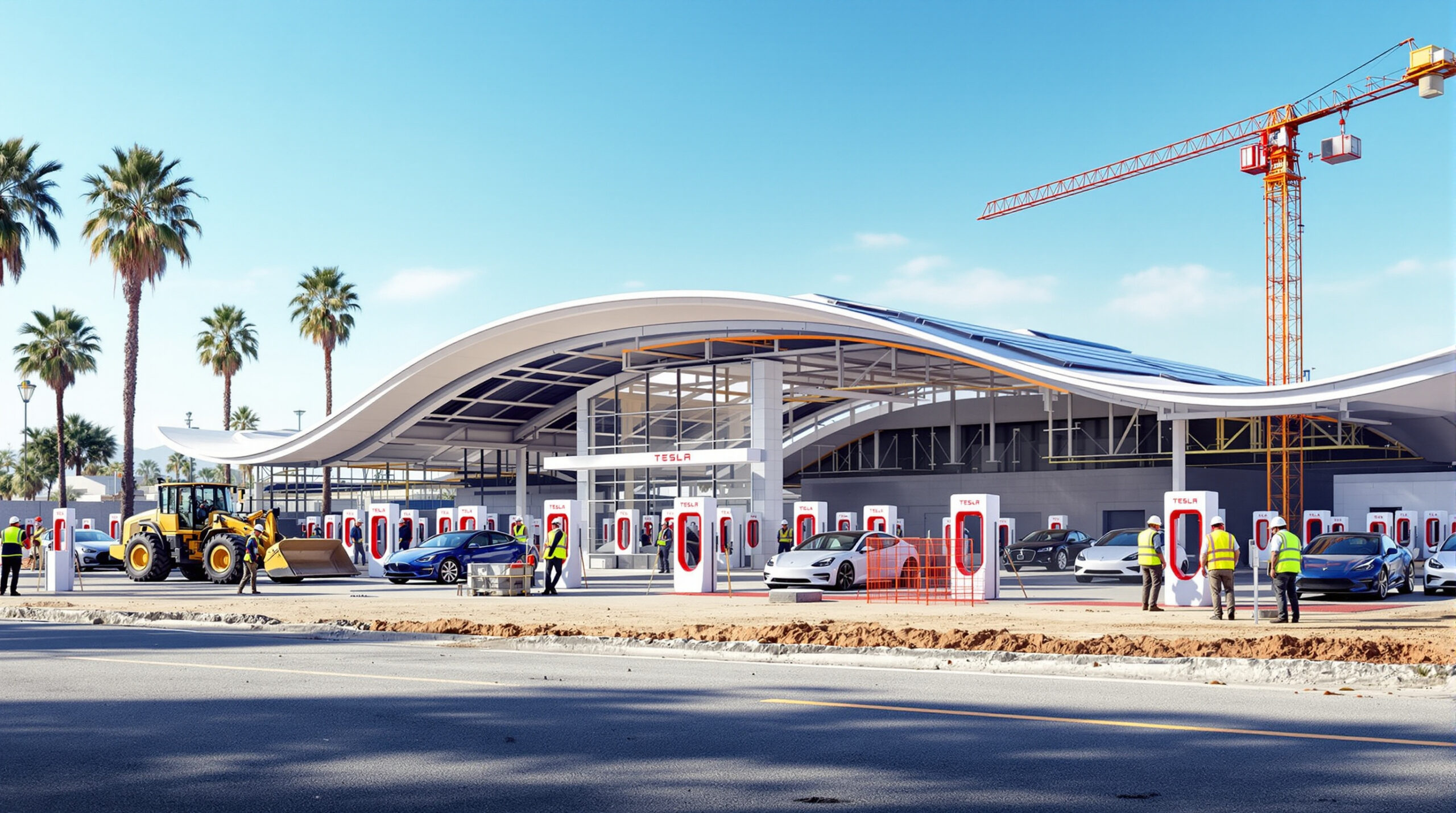 découvrez le nouveau superchargeur tesla de 500 kw en construction en californie, offrant une recharge plus rapide pour véhicules électriques et soutenant la croissance de la mobilité durable.