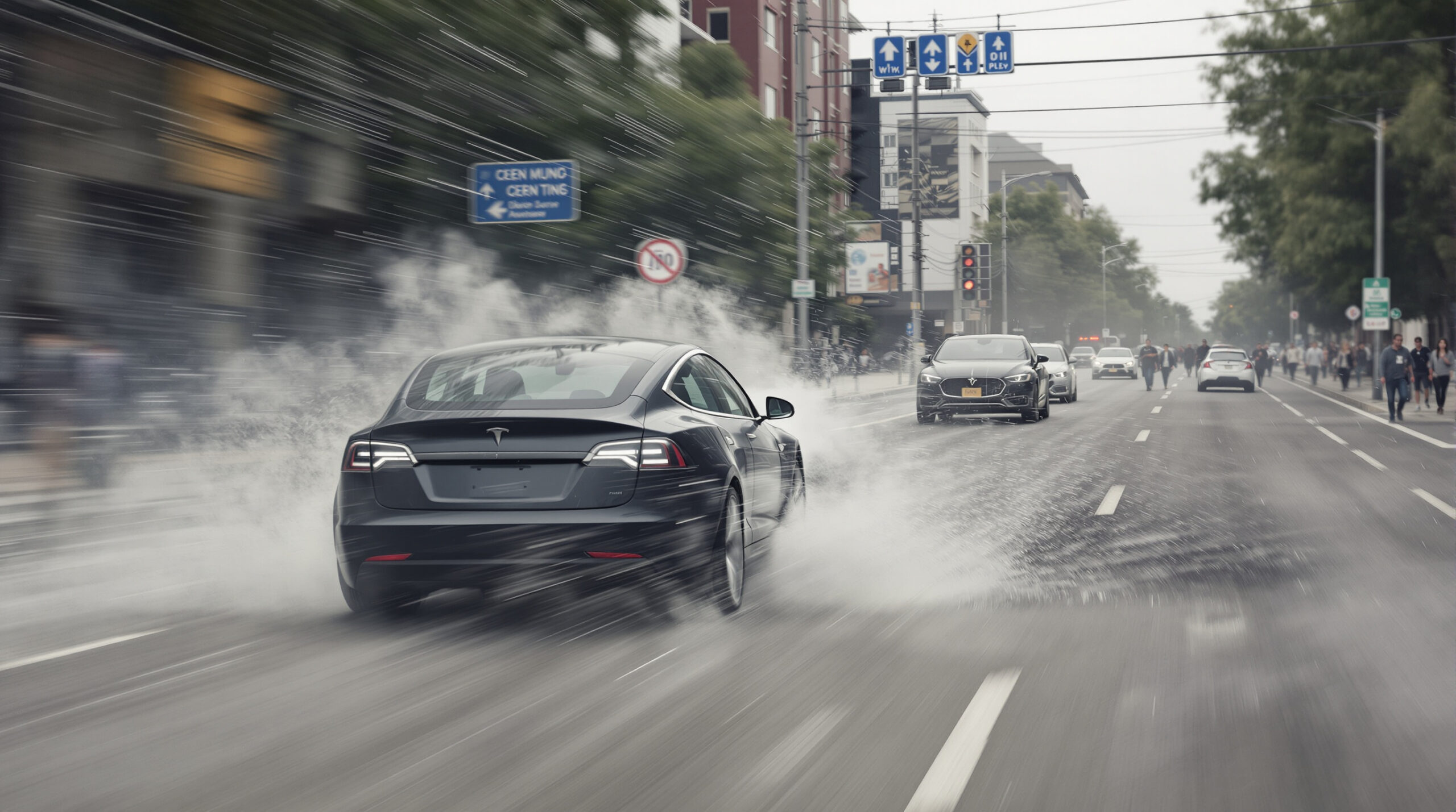 un conducteur tesla perd le contrôle en direct en testant les fonctionnalités de conduite entièrement autonome, révélant les risques potentiels de la technologie.