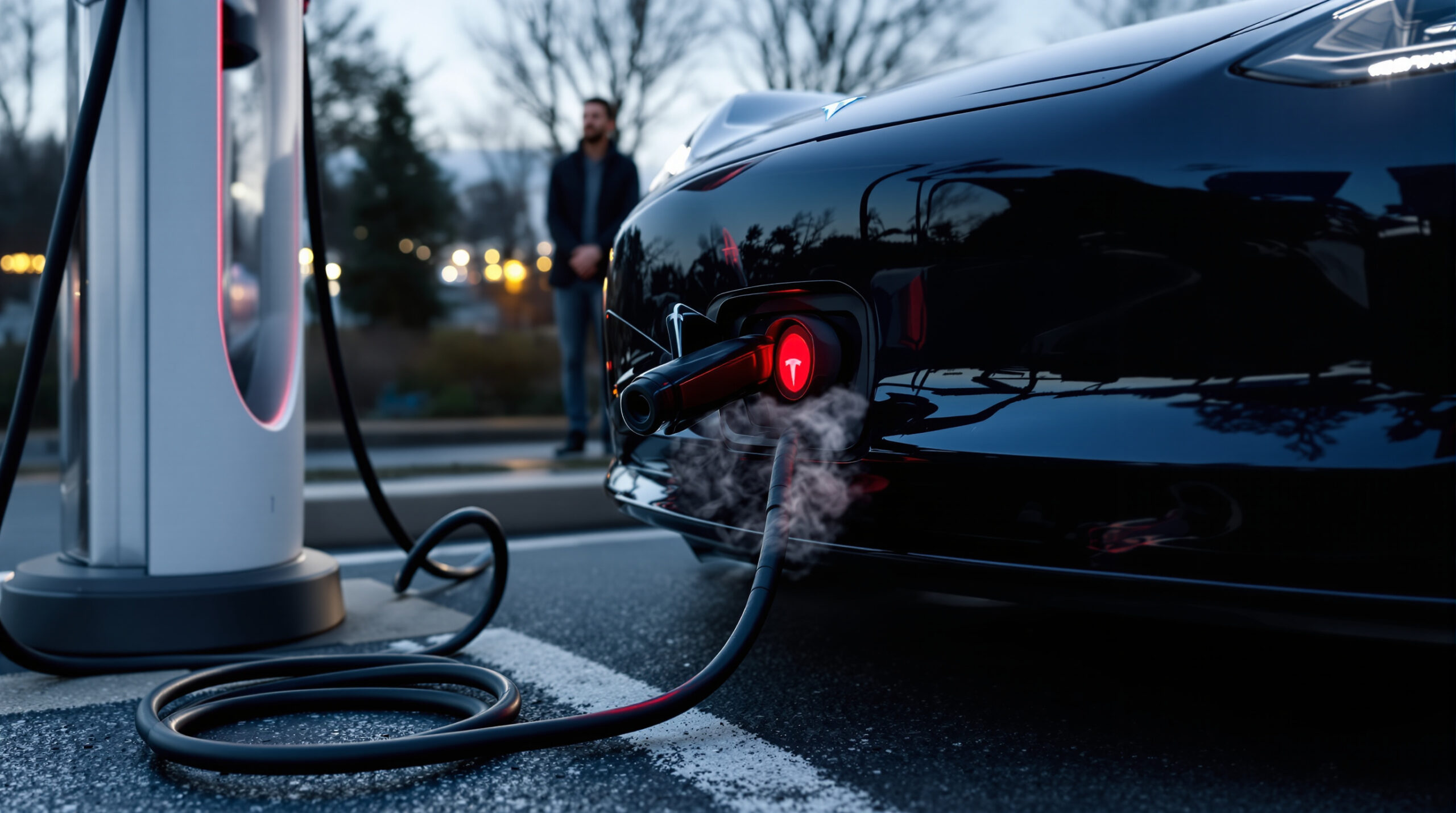un propriétaire de tesla partage des images inquiétantes d'un incident sur une station de recharge, survenu seulement 30 minutes après avoir branché son véhicule.
