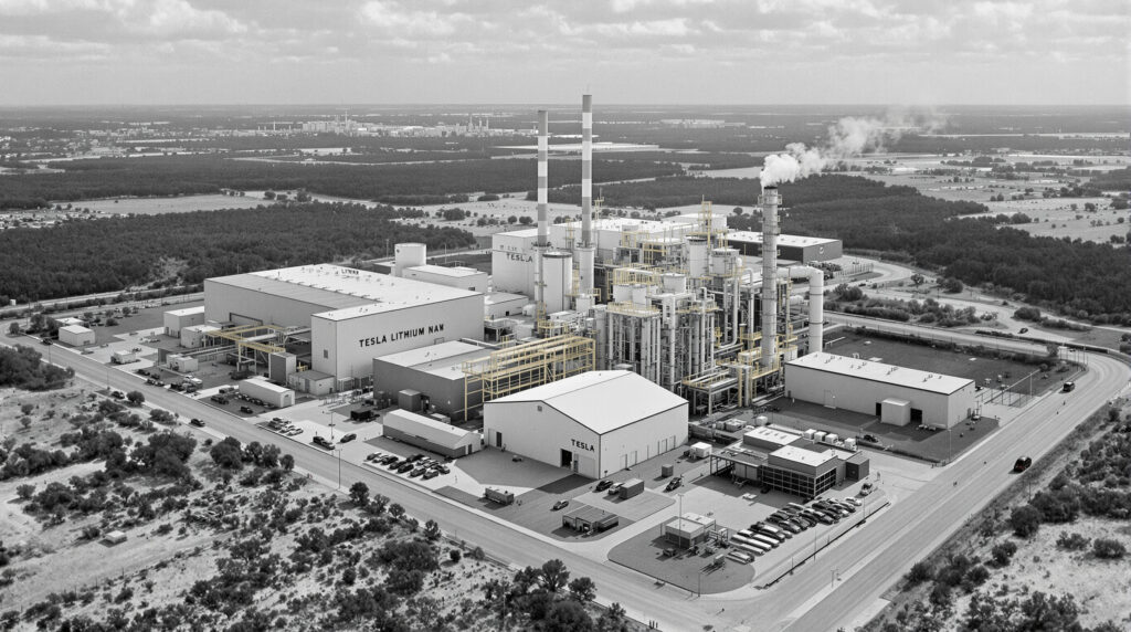 tesla inaugure sa première raffinerie de lithium au texas, une installation innovante et unique en amérique du nord, renforçant son engagement dans la production durable de batteries.