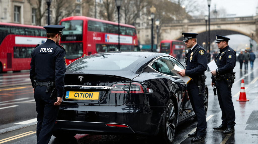 tesla d'elon musk sanctionnée pour son refus répété de collaborer avec la police britannique dans les enquêtes sur les infractions routières, soulevant des questions sur la responsabilité des technologies automobiles.
