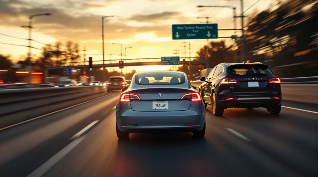 un conducteur tesla partage une vidéo intense d'un épisode de road rage effrayant où un autre automobiliste s'enfuit à toute vitesse, illustrant les dangers sur la route.