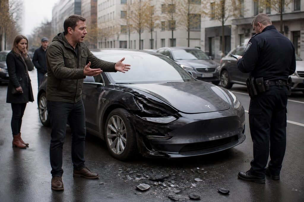 un conducteur de tesla attribue à tort un accident à un logiciel inexistant dans son véhicule, soulevant des questions sur la compréhension des technologies avancées.