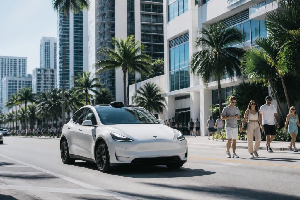 découvrez le nouveau service de robotaxis tesla désormais opérationnel à miami, offrant des trajets autonomes innovants pour une mobilité urbaine futuriste.