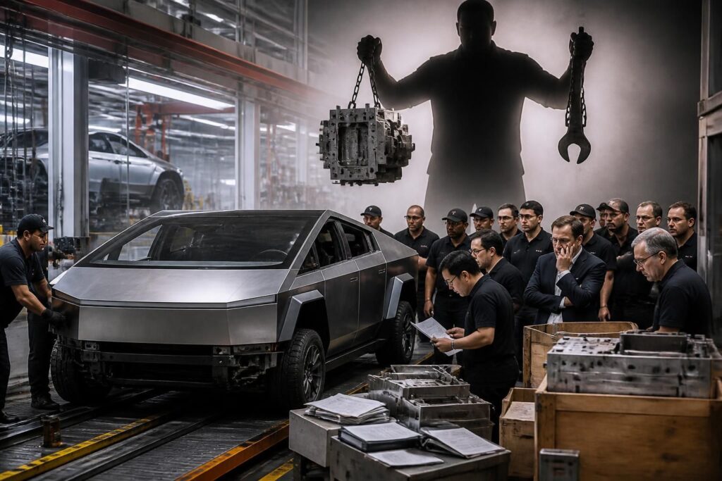 tesla accuse un fournisseur de retenir des outillages essentiels, bloquant la production du cybertruck. une controverse sur la propriété des moules menace le lancement du véhicule.
