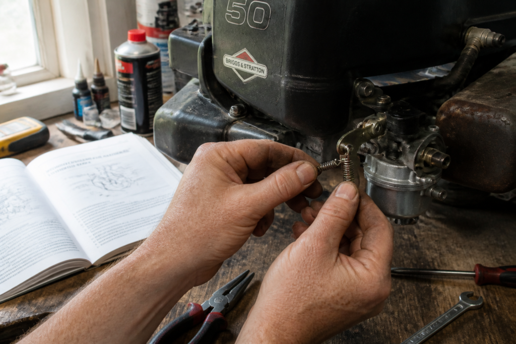 Ressort de carburateur Briggs & Stratton : astuce pour un montage sans erreur