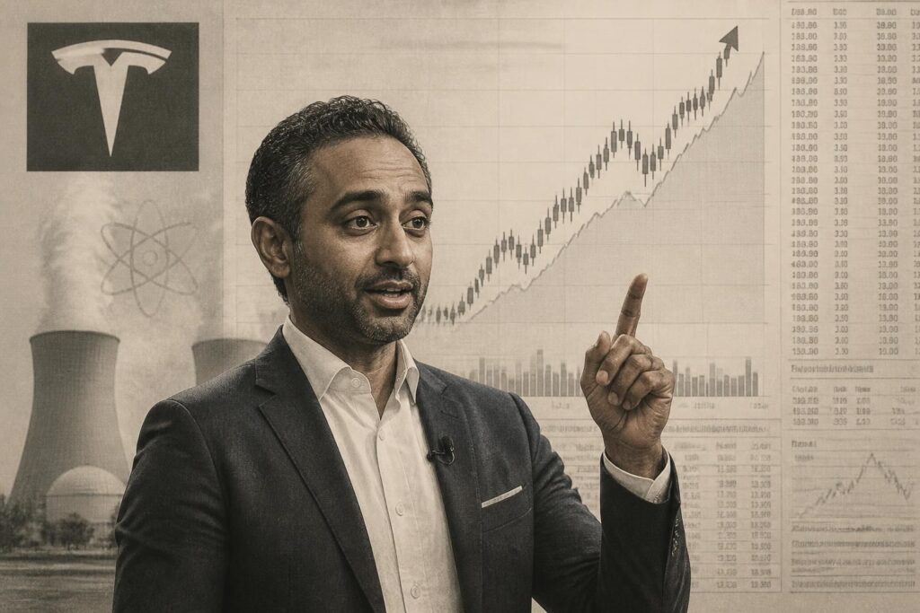 les actions de tesla (tsla) augmentent avant l'ouverture du marché alors que chamath palihapitiya révèle la stratégie audacieuse de la société, qui mise pleinement sur l'énergie nucléaire pour son avenir.